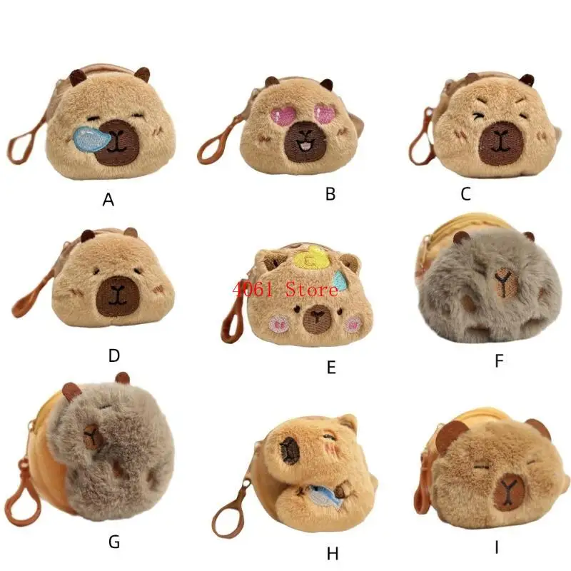 Creative Capybara Plush Coin Holder Coin Purse Storage for Headphones and Keys