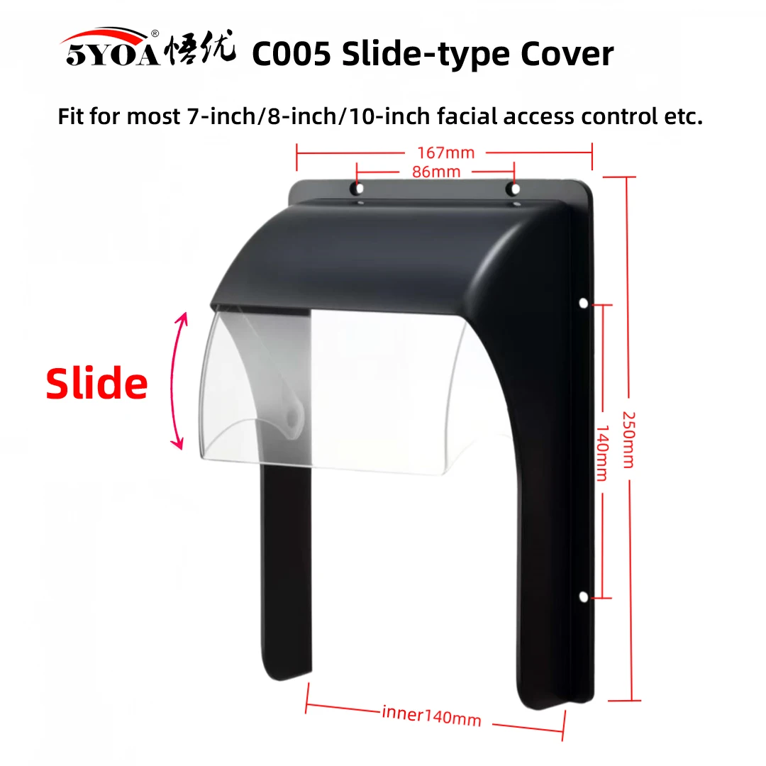 5YOA Slide Outdoor Waterproof Case Plastic Rain Protector Cover for Access Control Keypad Doorbell Reader Sun Shell Protection