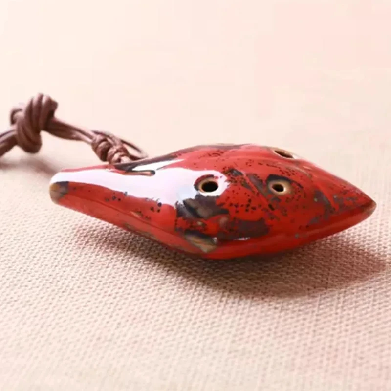 1pc ancient Chinese style ocarina, six-hole handmade ocarina instrument, pleasant sound, with lanyard, like a leaf