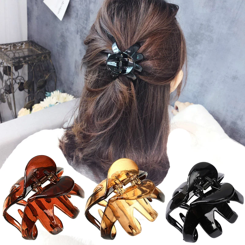 Haimeikang 6.5cm Black Korean Hair Clip Hair Claws Barrette Women Fashion New Hair Crab Ponytail Headwear Hair Accessories