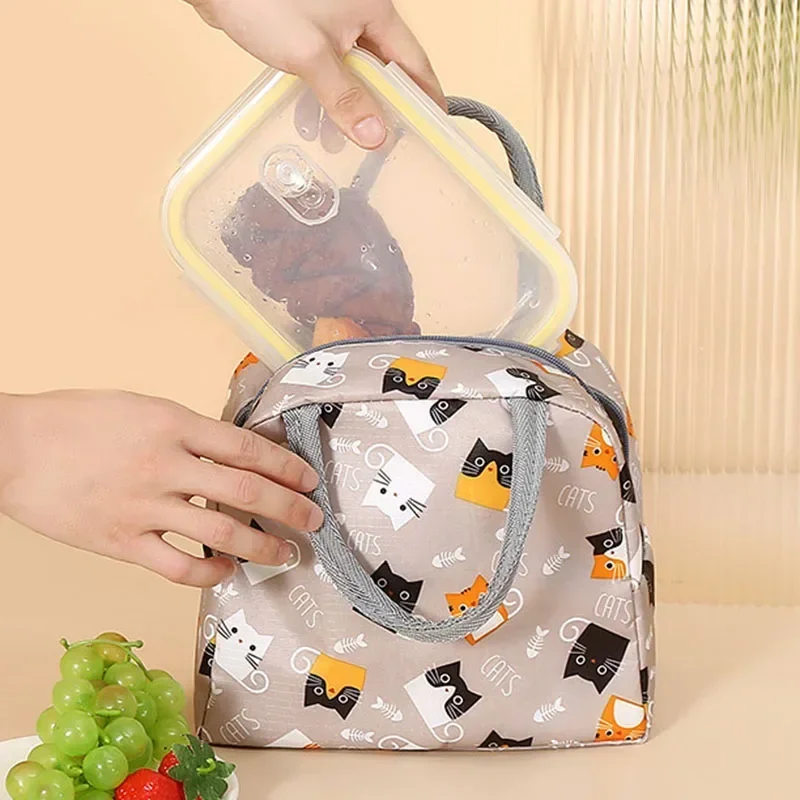 Bird Insulated Canvas Lunch Bag Thermal Food Picnic Lunch Bags for Women Kids Office Functional Pattern Cooler Lunch Box Case