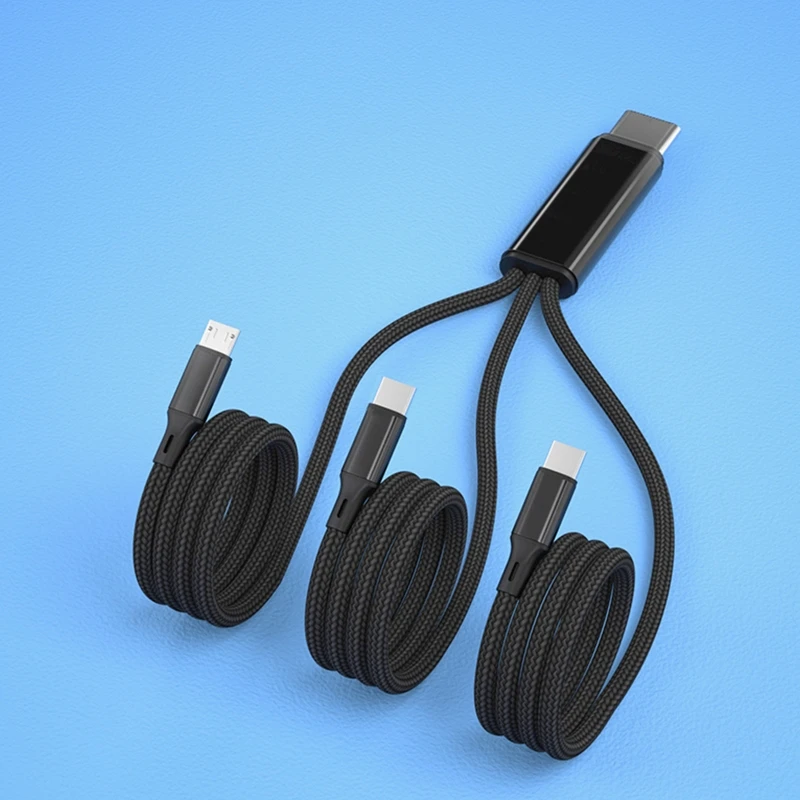 

3 in 1 Multiple Cord USB C to Dual USB C Micro USB Connector Fast Charging Cable for Cell Phones Tablets and More