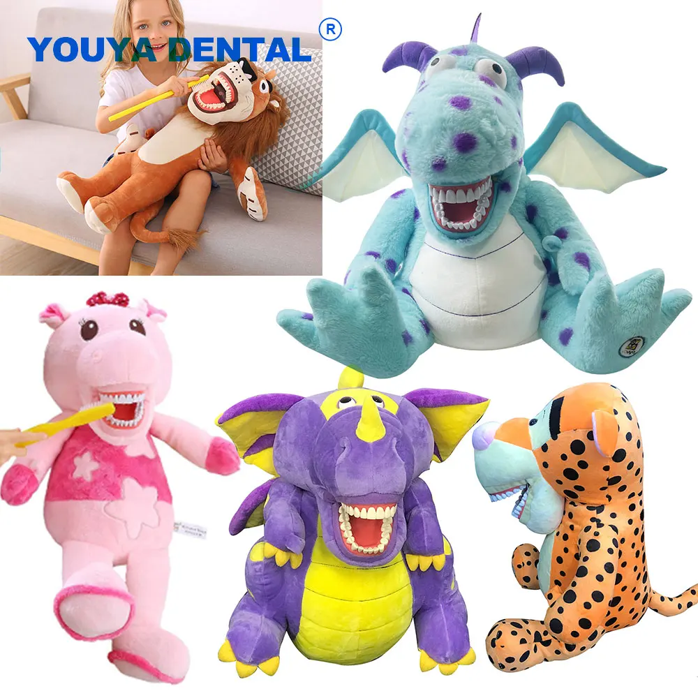 Brushing Teaching Model Dental Plush Demo Dolls Toothbrush For Kids Children Stuffed Tooth Model Educational Clinic Decoration