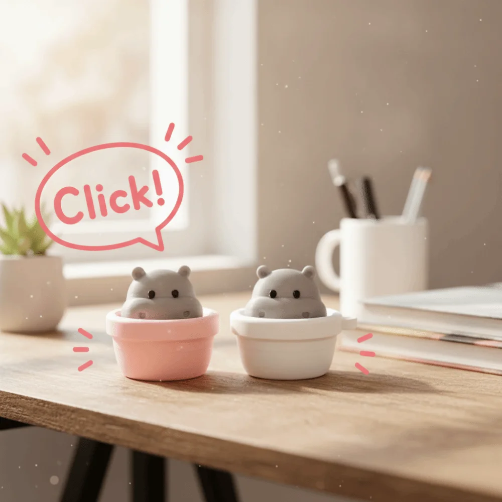 Finger Button Clicker Fidget Keychain Cartoon Animals Soft Slow Rebound Clicking Pressure Relief Funny Cute