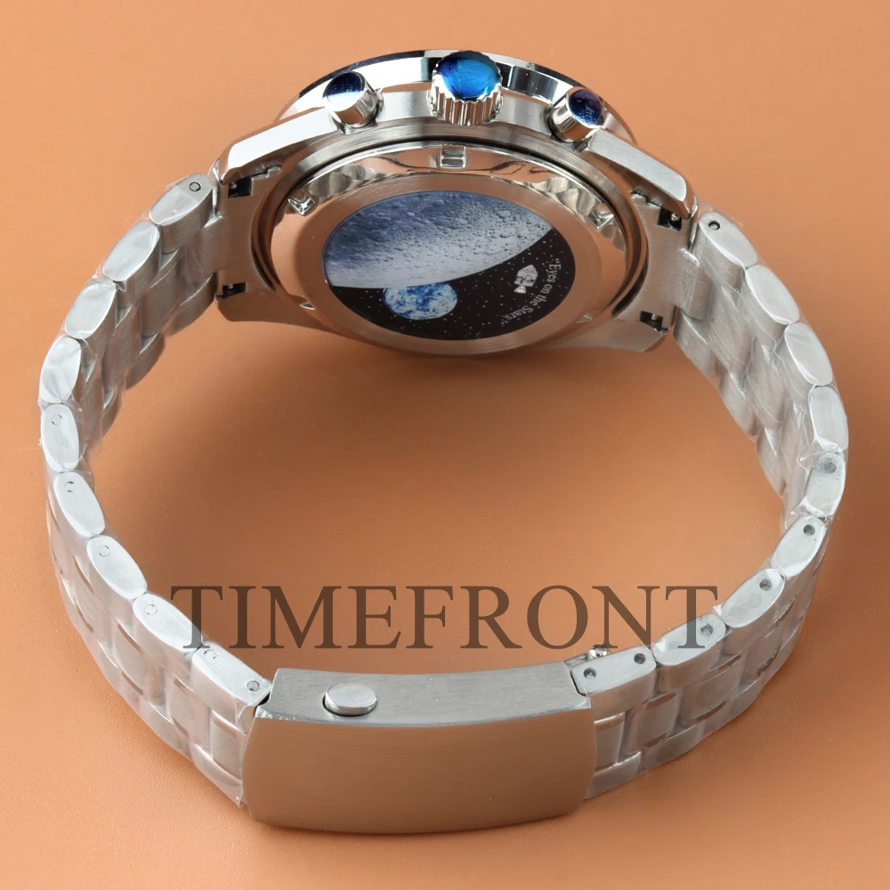 For Speed Master VK63 40mm Watch Case Luxury Moon Pattern Back Cover Fit Chronograph Quartz VK63 VK64 Movement 32.5mm Dial Part