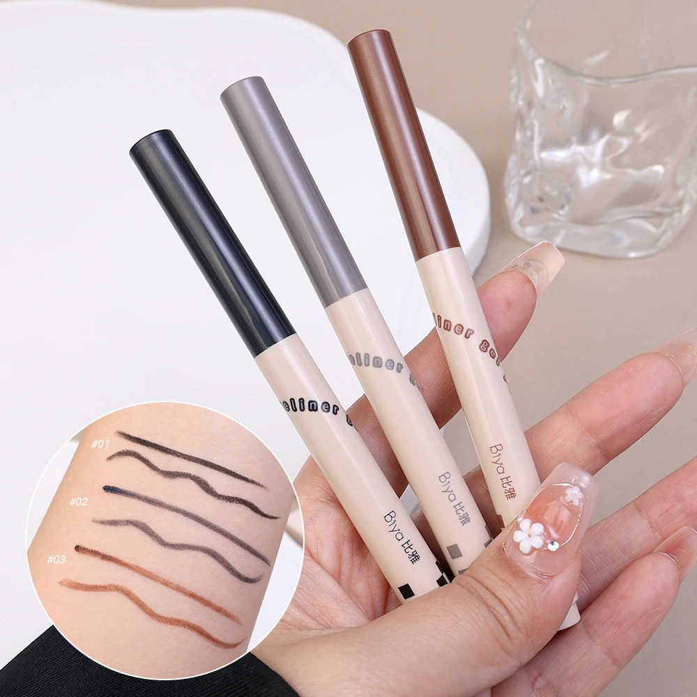 Langdurige Gladde Eyeliner Potlood Waterdicht Sneldrogend, Niet Bloeiend Zwart Bruin Schuine Eyeliner Liggende Zijderuppen Cosmetica