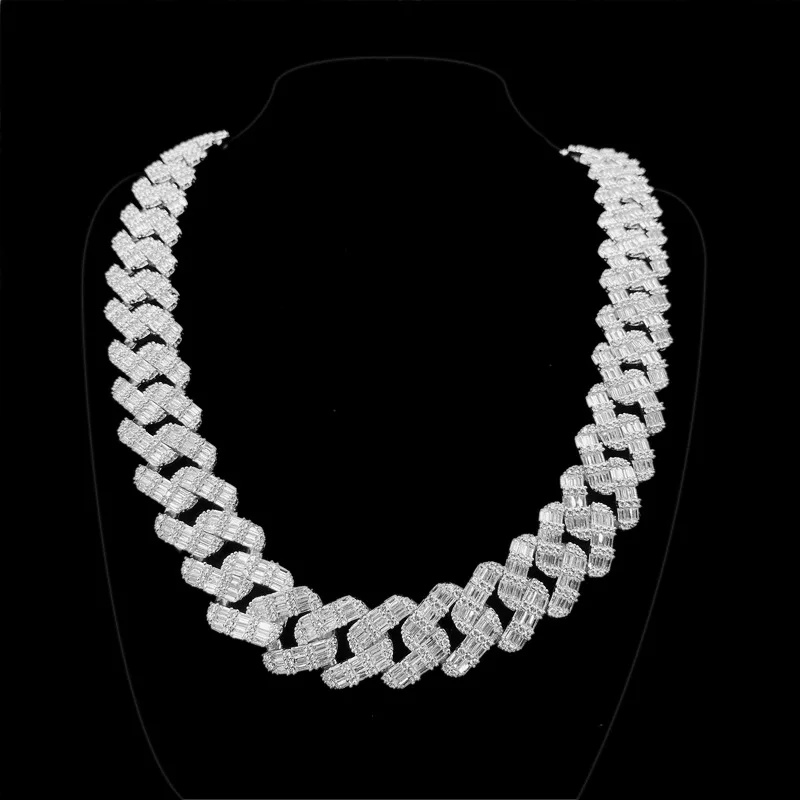 

19mm Ladder Zircon Cuban Chain Necklace Hiphop Men Iced Out Cubic Zirconia Link Chain Necklace Party Ins Design Jewelry Gift