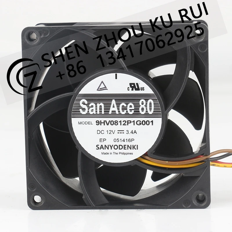 Sanyo 12V 3.4A 9HV0812P1G001 8038 80x80x38MM 8CM Server Communication device Violent Air volume Cooling fan