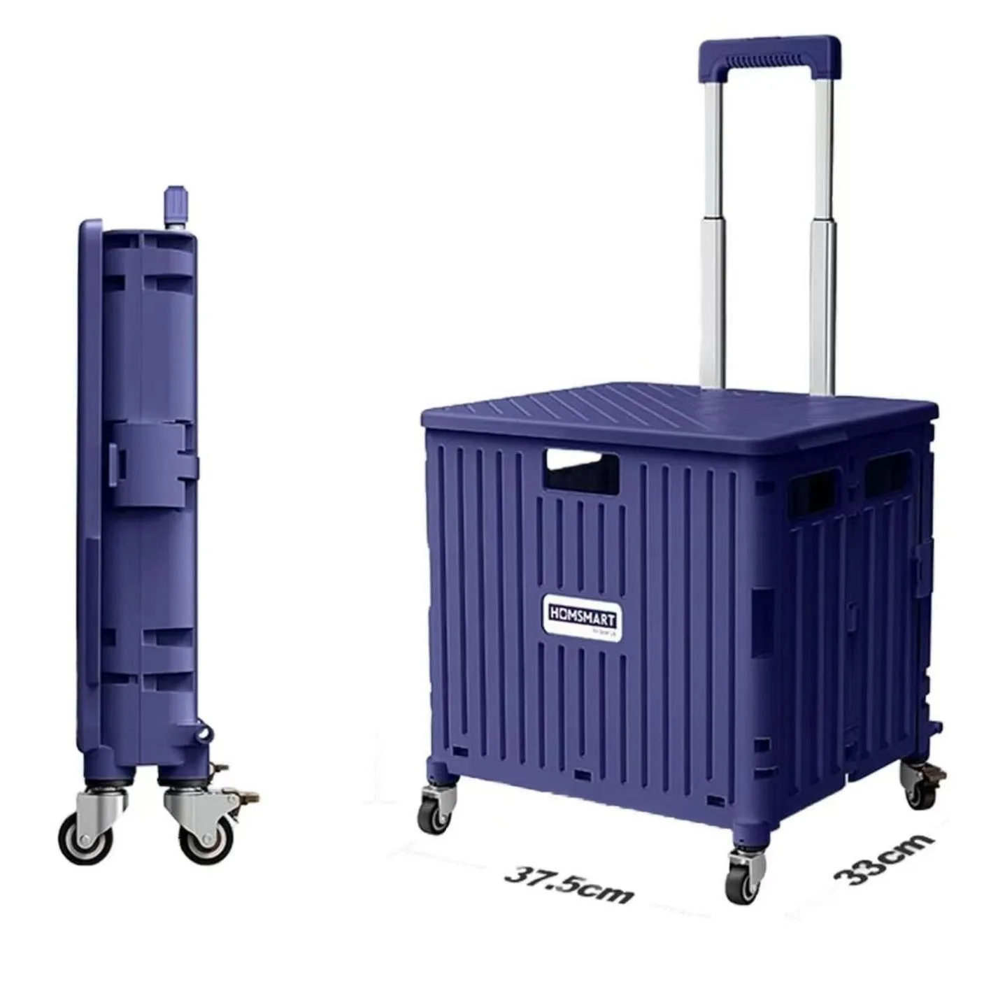 Chariot de courses pliable de 65 L avec poignée. Pliable, roues pour l'épicerie, le linge et le déplacement. Stockage et transport faciles!