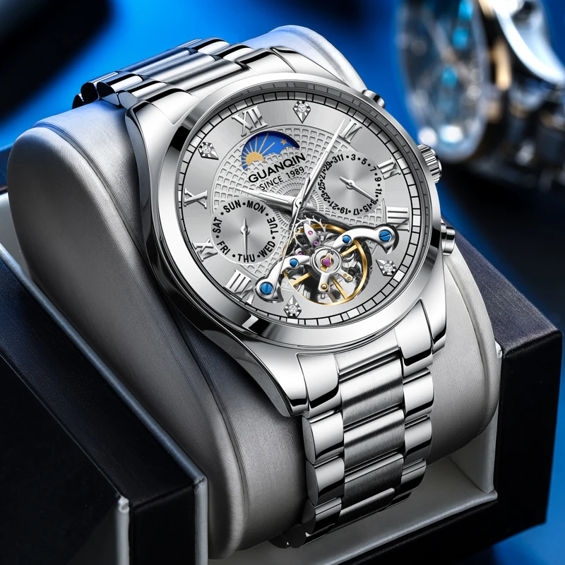 GUANQIN Luxury Mechanical Watch for Man Multi-functional Dial Suitable for Business Leisure and Daily Use Watches for Men