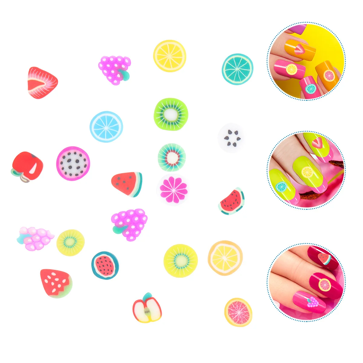 5000個 カラフルな粘土フルーツネイルスライスステッカー ネイルアートDIYステージパーティーナイトデコレーションに最適 粘土フルーツスライス
