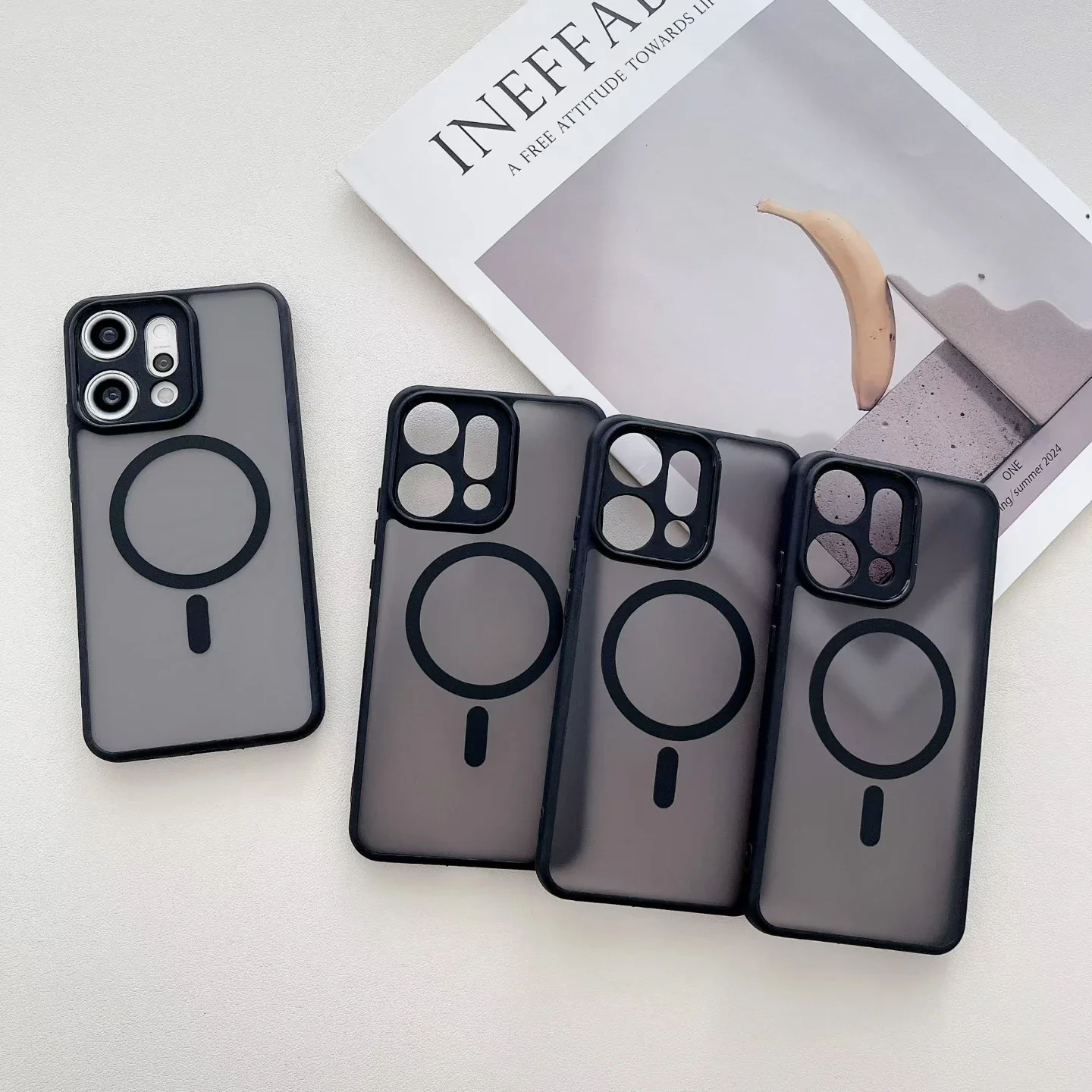 For OPPO Reno 14 13 12 Reno14 Reno13 F Pro 13F 14F 12F Case Magnetic Plating Airbag Soft Matte Transparent Shockproof Back Cover