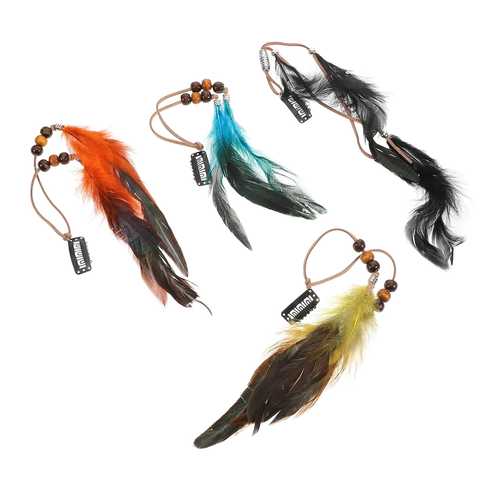 

4 Pcs Clip Set Black Tassel Boho Style Vintage Accessories Women Costume Cowgirl Earrings Hair Charms Pirate Clips Hair