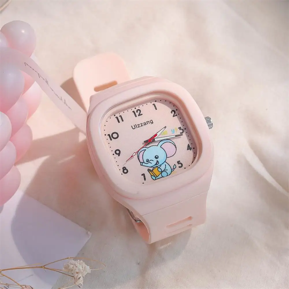 Casual Kids Watch Children\'s Elephant Pattern Square Dial Watch Waterproof Smartwatch with Camera Adjustable Strap for Students