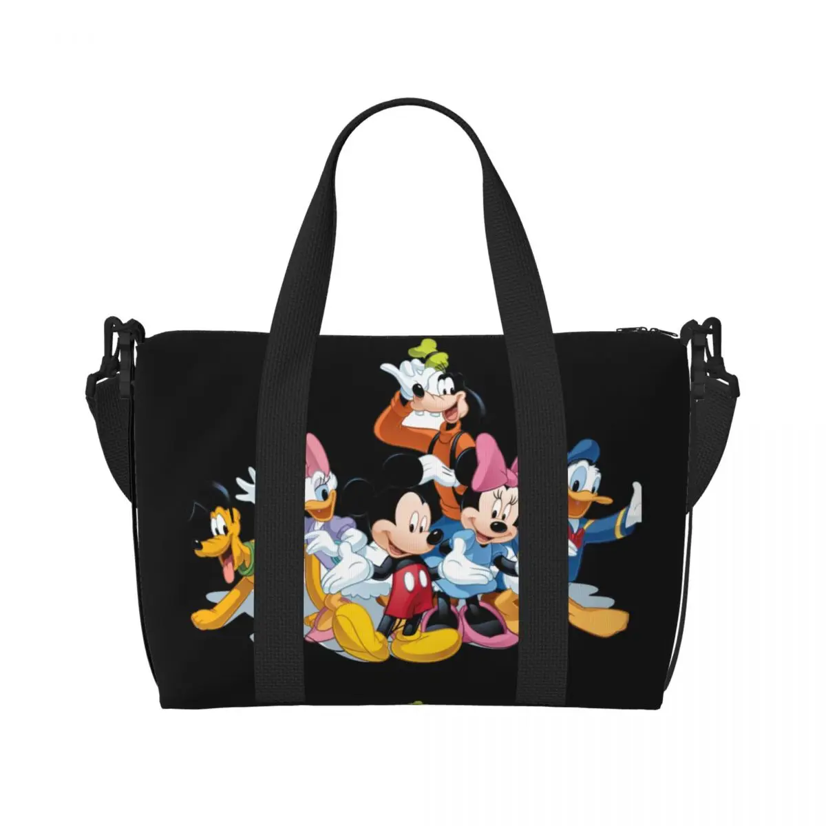 Custom Mickey Mouse Minnie Collage Beach Tote Bag for Women Extra Large Gym Carry On Travel Shopping Bags