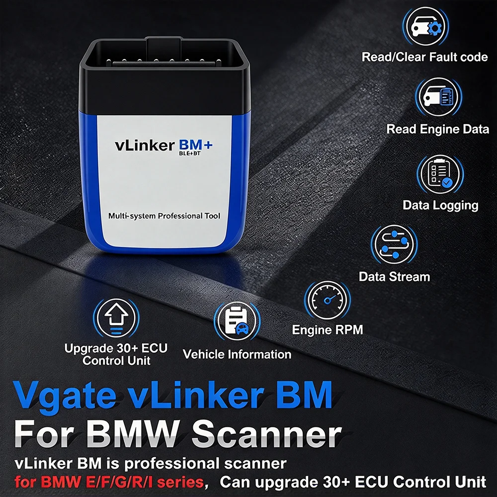 Vgate vLinker BM+ V2.2 ELM327 Bluetooth 4.0/3.0 OBD2 Scanner Auto Code Reader Car Diagnostic Tool For BMW iOS Android