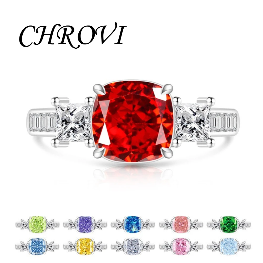 Exquisite 925 sterling silver gemstone ice flower square sugar ring for women - ultra-shiny high-carat diamond finger ring