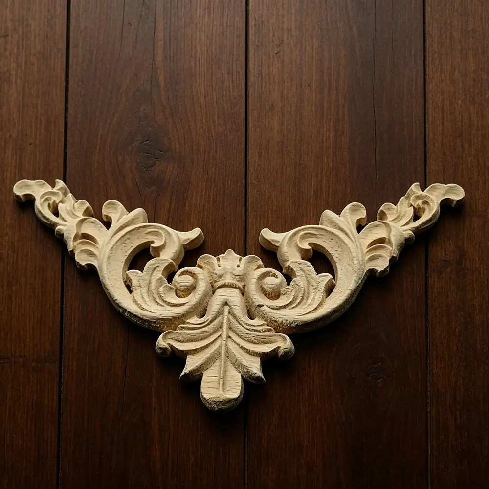 

4PCS 12-40CM Woodcarving Decal Corner Applique Frame Door Decorate Wall Doors Furniture Decorative Figurines Wooden Miniatures
