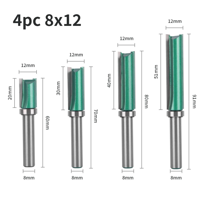 8MM Schacht Cove 12MM 14MM Groen Patroon Bit Router Bit Face Mill Carbide Cutter Houtbewerking Freesgereedschap voor Hout Bit End Mill