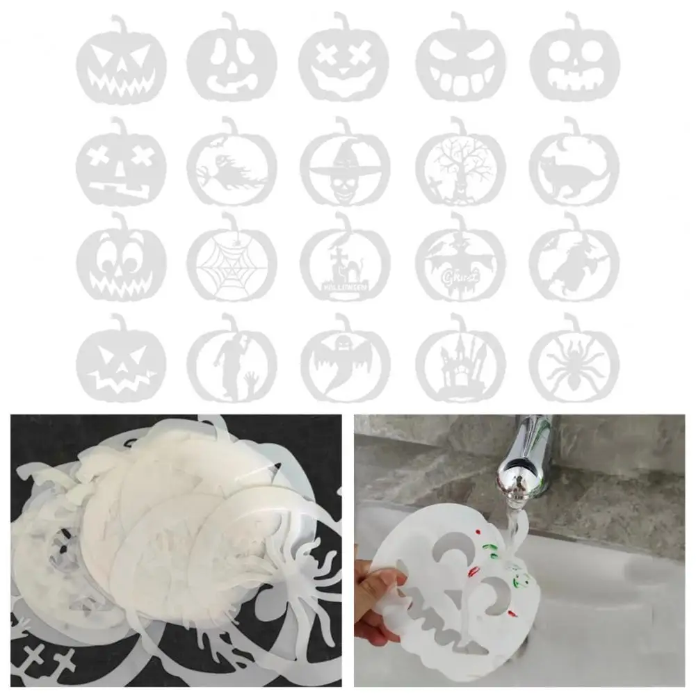 20 Sheets Halloween Stencils Reusable Art Craft Painting Stencil Pumpkin Carving Templates Halloween Painting Templates