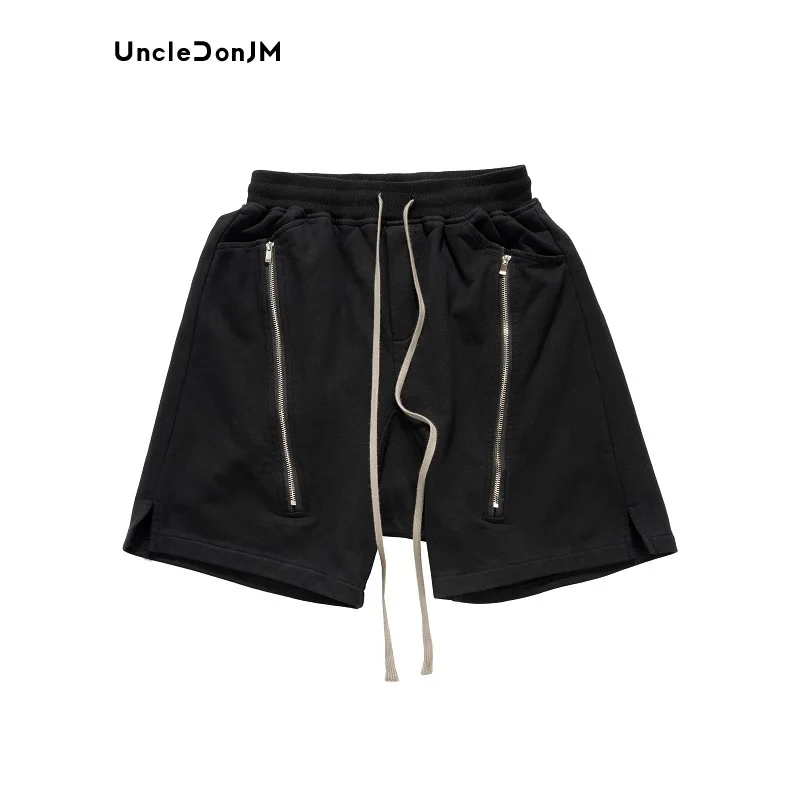 Double open large zippered shorts for men loose hanging crotch pants vibe sport capris for summer