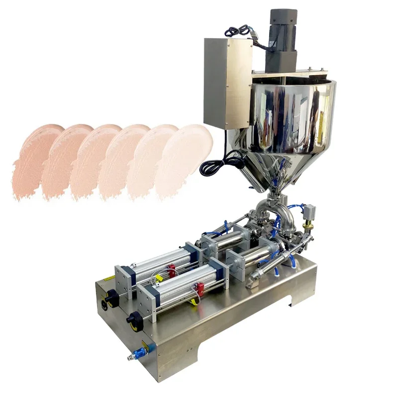 Heating Mixing Hopper Sauce Filling Machine Bottling Pneumatic Double Head Honey Tomato Ketchup Filler