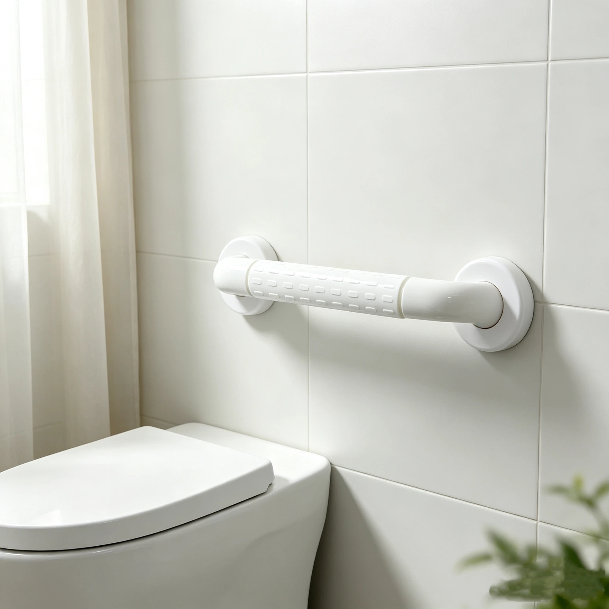 White Straight-Shaped Safety Grab Bar, Aluminum Alloy and Nylon Integrated Anti-Slip Anti-Fall Assist Handle, Barrier-Free Assist Handle for Bathrooms, Showers, Stairs, Bedrooms, and Elderly Toilet Use