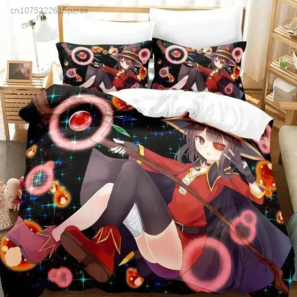 3d Anime KonoSuba Bedding Set Printed Bed Set With Pillowcase Bed Duvet Cover Soft Queen King Size Bedclothes Home Kids Adult