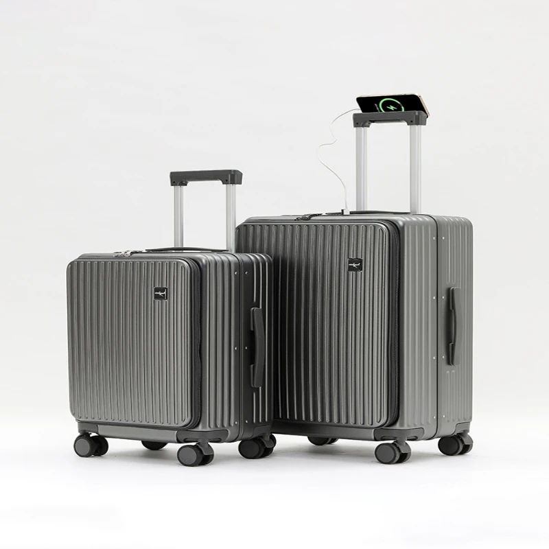 กระเป๋าล้อลาก Carry-ON ขนาด20 "24" นิ้วกระเป๋าเดินทางแบบมีรหัสผ่านสำหรับธุรกิจมีล้อ kopor perjalanan ขนาดเล็ก