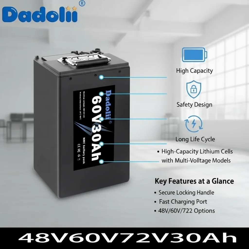 60V 72V Large Capacity Lithium Battery for Electric Scooter Motorcycle Trike, Long Range Lifespan with BMS & Charger Included