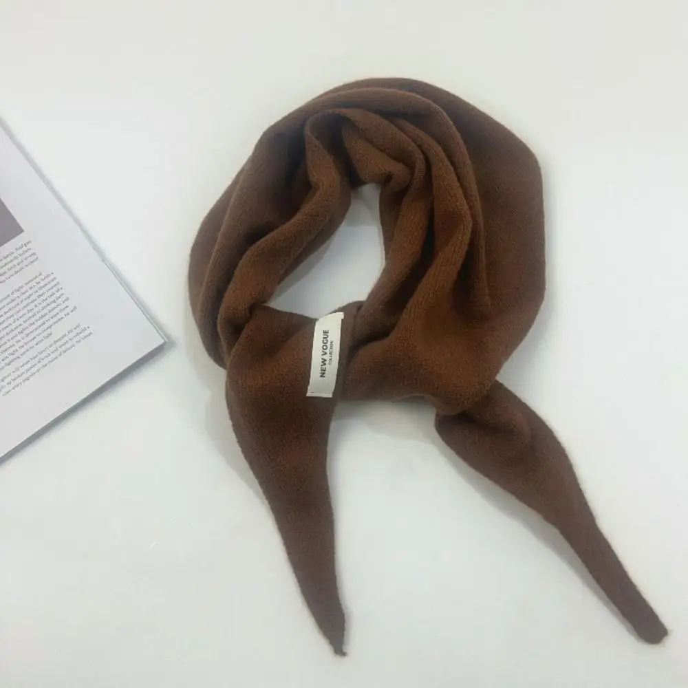 

Multicolor Shawl with Tie Short Warm Knitted Scarf Triangular Shape British Korean Style Wool Blend Scarf Headscarf Use