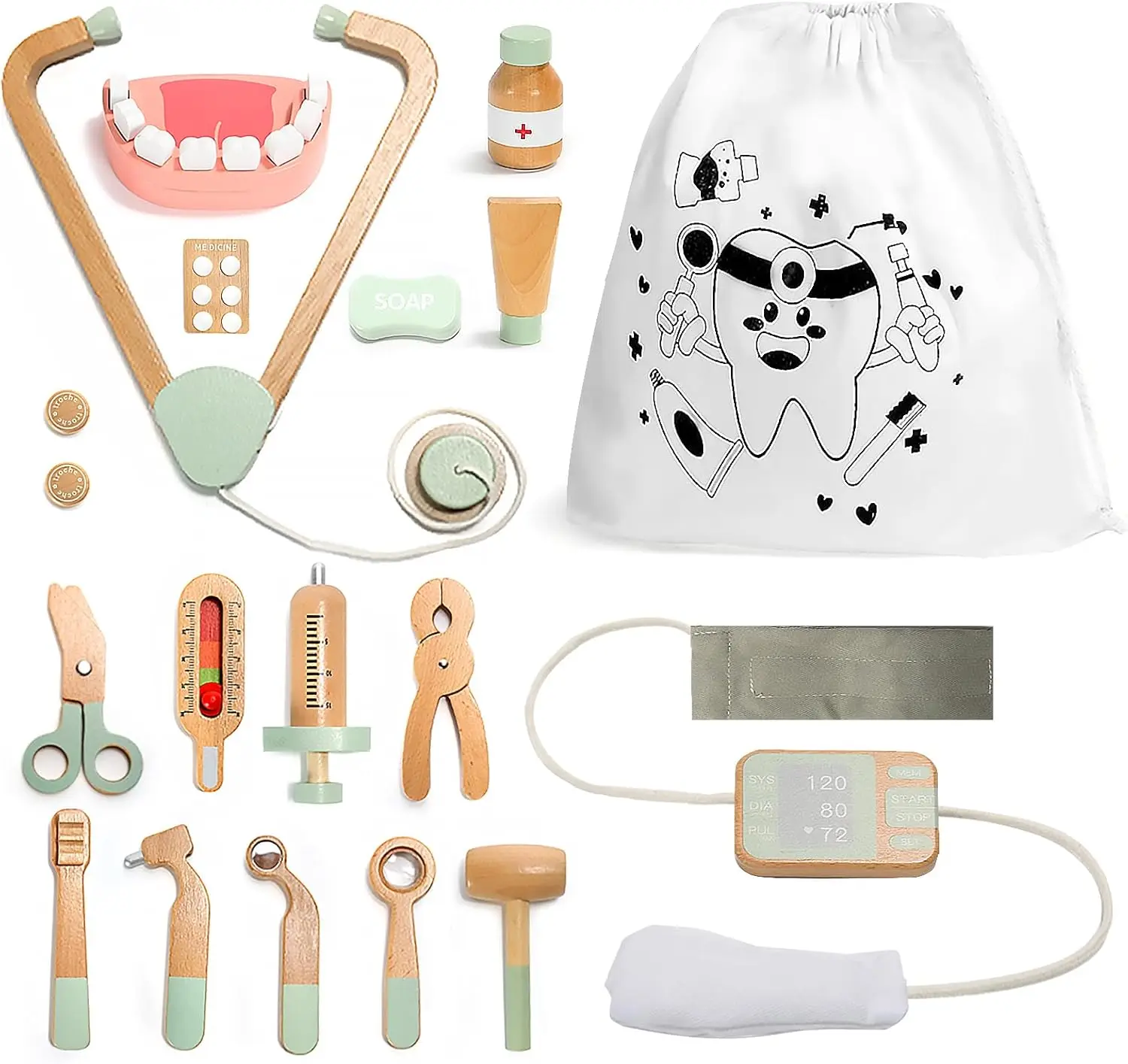 مجموعة ألعاب الطبيب للأطفال الصغار 3-5، مجموعة أدوات طبية للعب التظاهري لمرحلة ما قبل المدرسة مع سماعة الطبيب وأساور ضغط الدم وغيرها من الملحقات