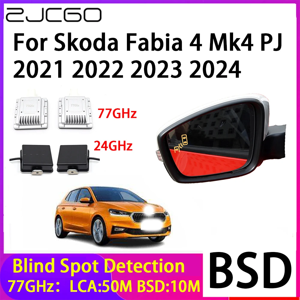 ZJCGO Car Blind Spot Detection BSD Mirror Rear Radar Detection System for Skoda Fabia 4 Mk4 PJ 2021 2022 2023 2024