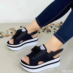 2022 Summer New Fashion Peep Toe Flat Shoes for Women Casual Platform Sandals Comfort Designer Height Increase Beach Shoes