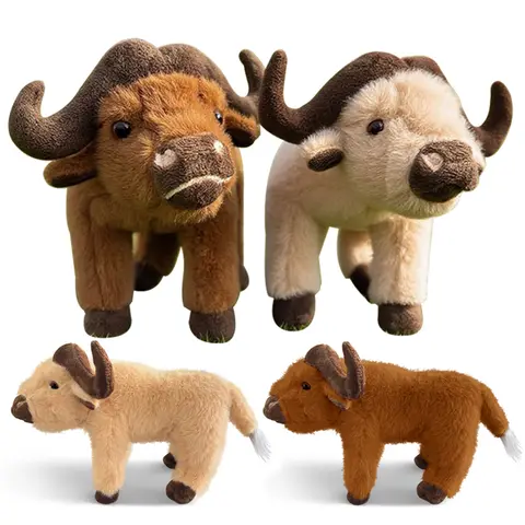 25cm Simulation Water Buffalo Plush Doll Pillow Lovely Bull Stuffed Soft Animal Toy for Kids Birthday Gift