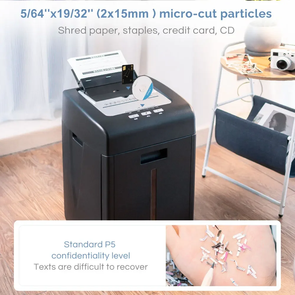 200 Sheets 35L P5 Auto-Feed Paper Shredder Mobile Cross-Cut Security  CD Staples Destroyer Suitable for School/Office factory
