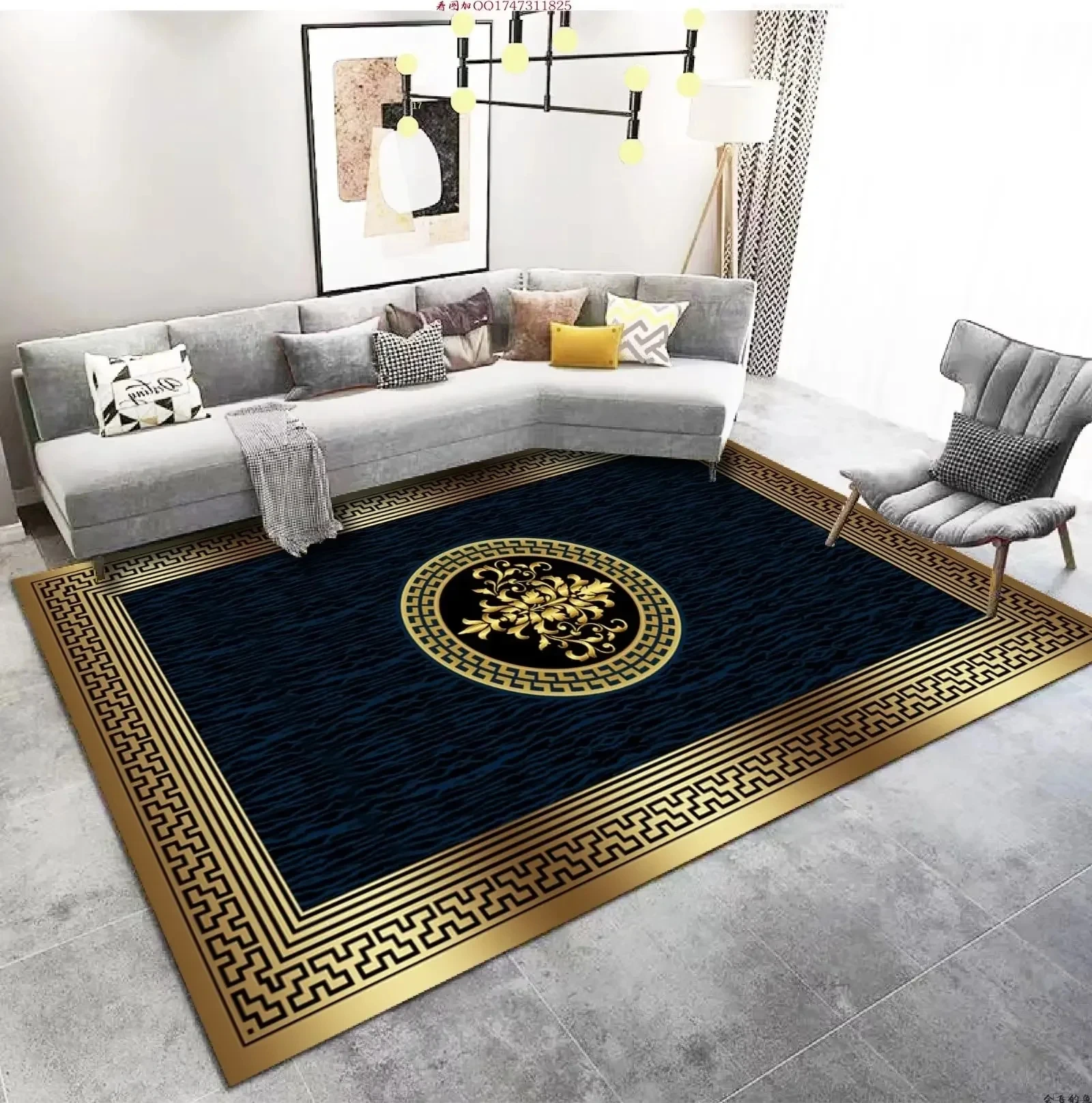 European Style Carpet Golden Non-slip Floor Mat For Living Room Bedroom Home Hotel Restaurant Decor Sofa Floor Large Area Rug