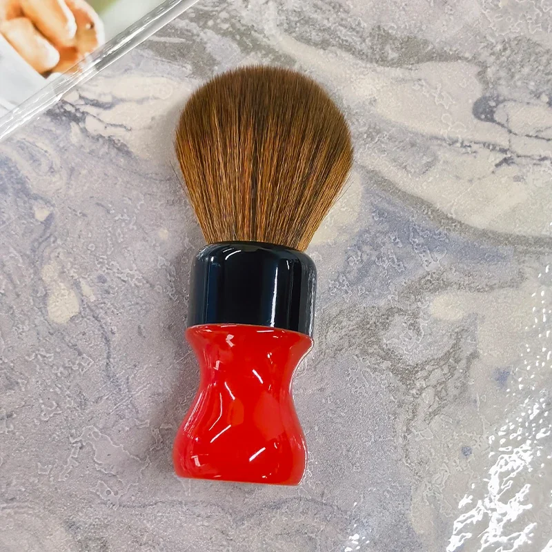 2026 Yaqi New Arrival！24mm Men Shaving Brush Rough Complex Black Version Best Quality Brown Synthetic Hair Grooming Tool