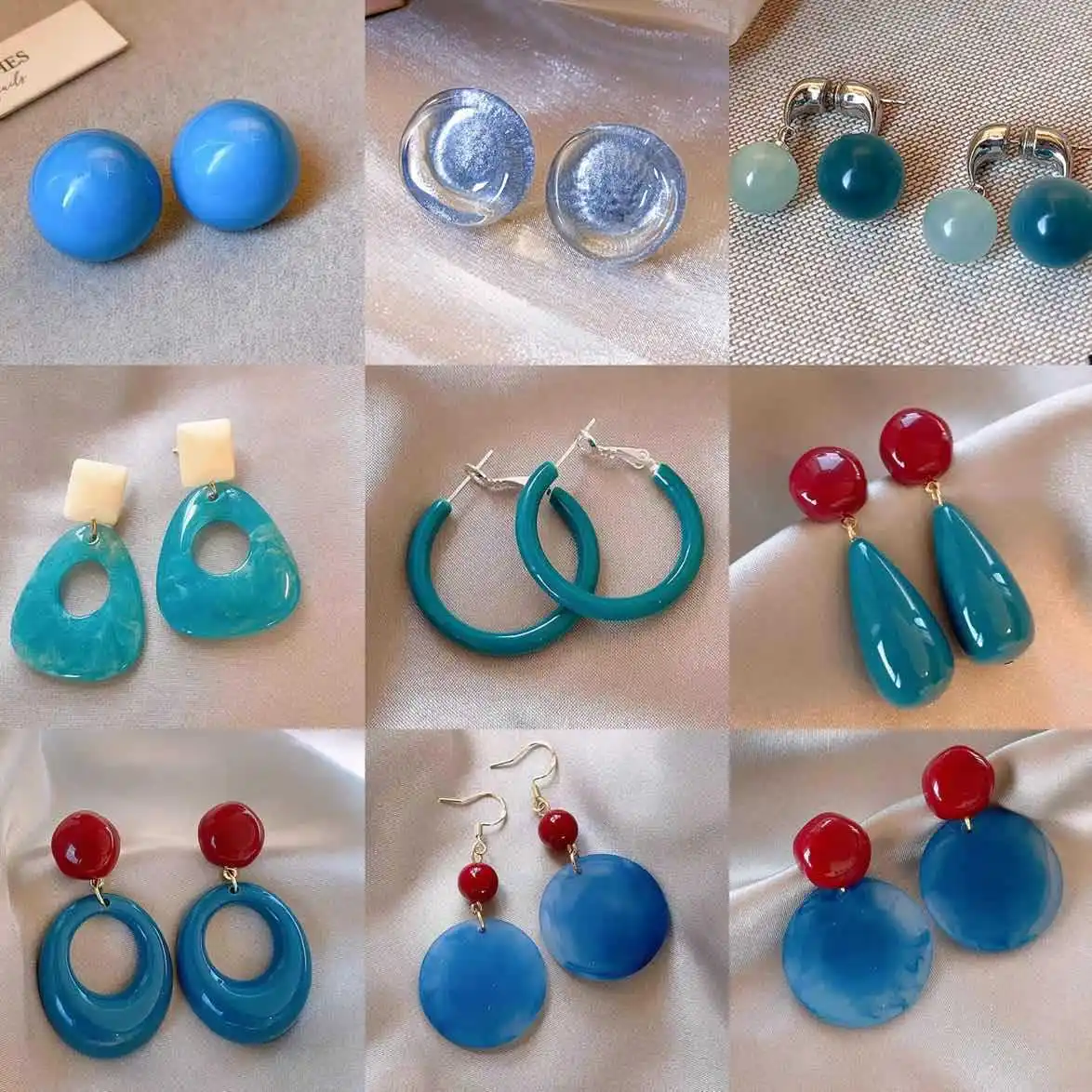 Stud Earrings Blue Resin Butterfly Floral Drop Pearl Oval Silver Post Lightweight Elegant Versatile Office Daily Party