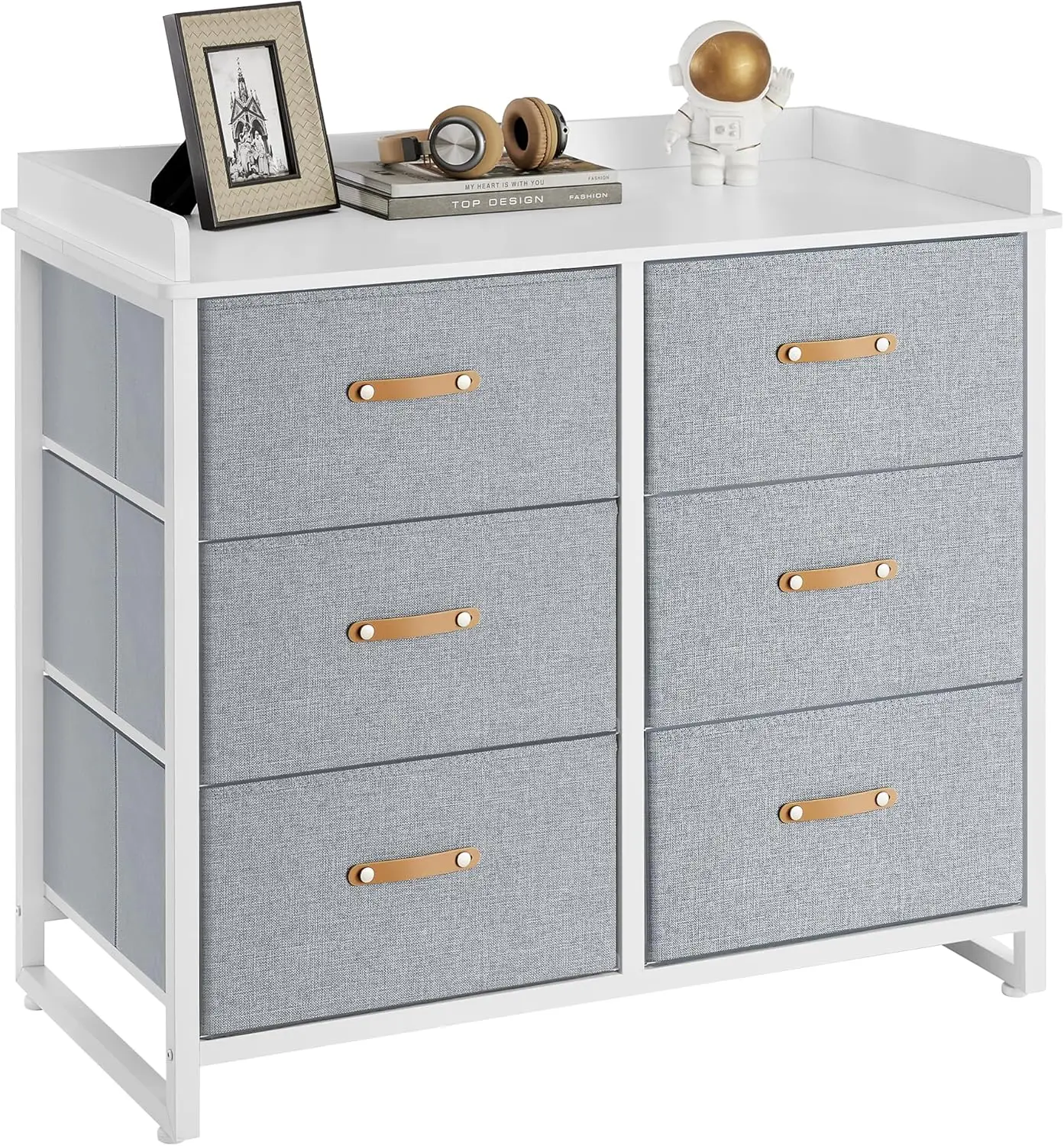 Bedroom with 6 Drawers, Chest of Drawers, with Water-Resistant Changing Table, Storage Organizer Cabinet, for Kids Room Nursery