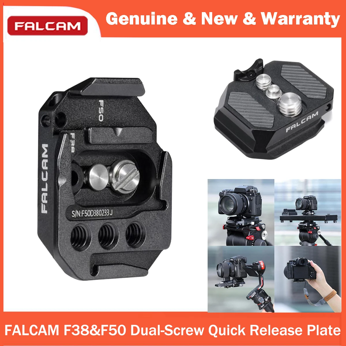 FALCAM F38&F50 ثنائي المسمار لوحة الإفراج السريع F38B3810 لمثبت كاميرا السكك الحديدية ثلاثية القوائم #1