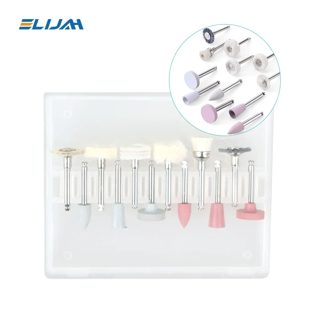 Dental Composite Polishing Kit 12pcs/kit ELIJAH RA 2.35mm Polisher for Low Speed Hanpiece Porcelain Natural Teeth Nail Polishing