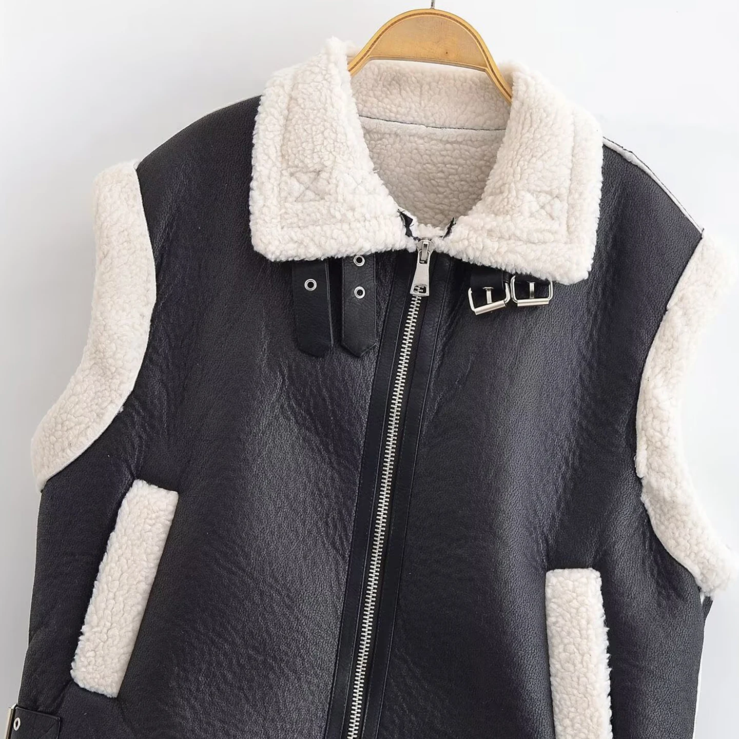 2025 Autunno delle nuove donne Faionable Retro Allentato Moto Jaet Gilet Caldo Versatile Sli Pendolarismo Colletto Cerniera Puro...