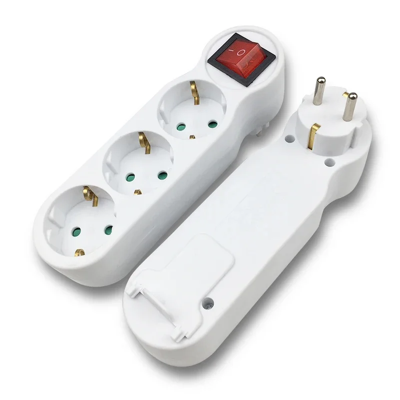 

Адаптер вилки европейского стандарта, переходная розетка, переключатель включения/выключения, 6 А/250 В, немецкая вилка, 1-в 3-контактный адаптер питания, расширительная беспроводная розетка