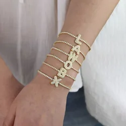 Classic Alphabet A-Z Initial Bubble Bracelet Golden Plated 26 Letter Adjust Chain Bracelet Charm Stretch Bracelets Gifts