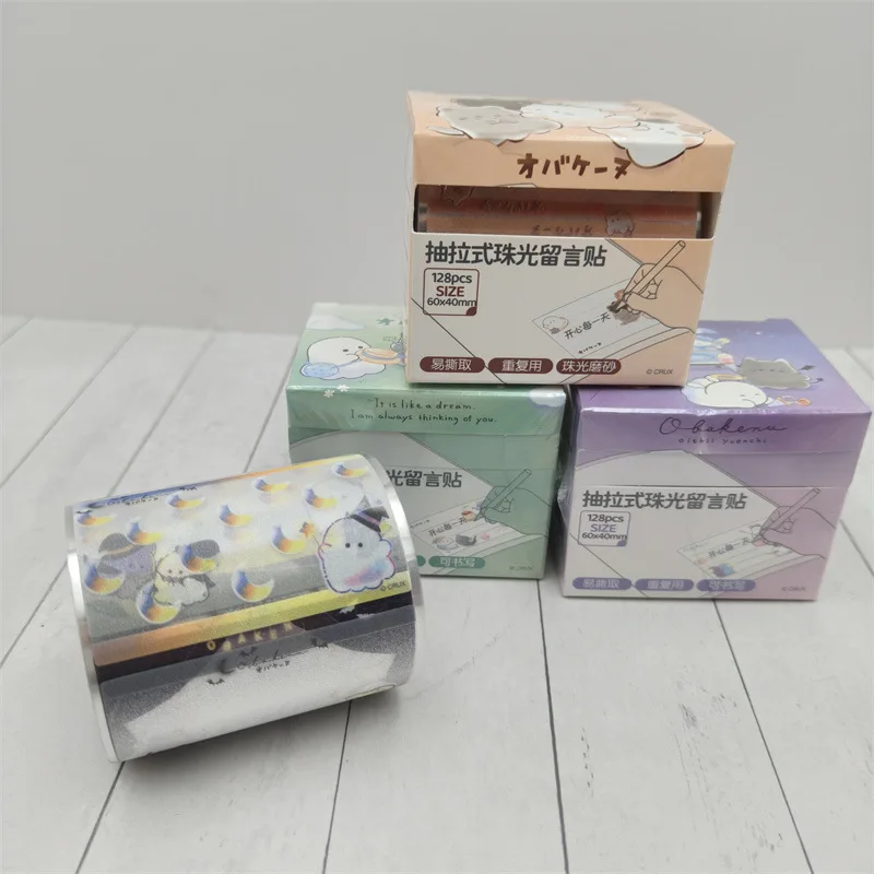 Cute Pull-out Sticky Notes Cartoon Translucent Colorful Notes Paper Pearlescent Message Post Memo Notepad School Office Gifts