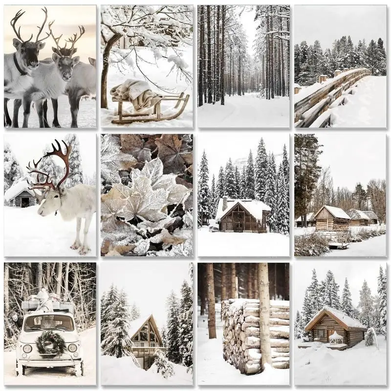 

RUOPOTY Snow Forest Diy Painting By Numbers For Adults Frame Christmas Decoration Diy Ideas Handicrafts Number Painting For Gift