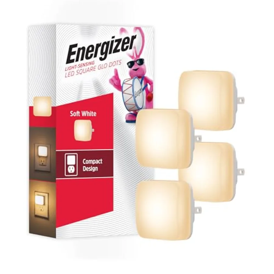 Mini Square LED Night Light, Plug-in, Dusk to Dawn Sensor, Compact, Ambient Lighting, for or Adults, Bedroom, Bathroom, Nursery