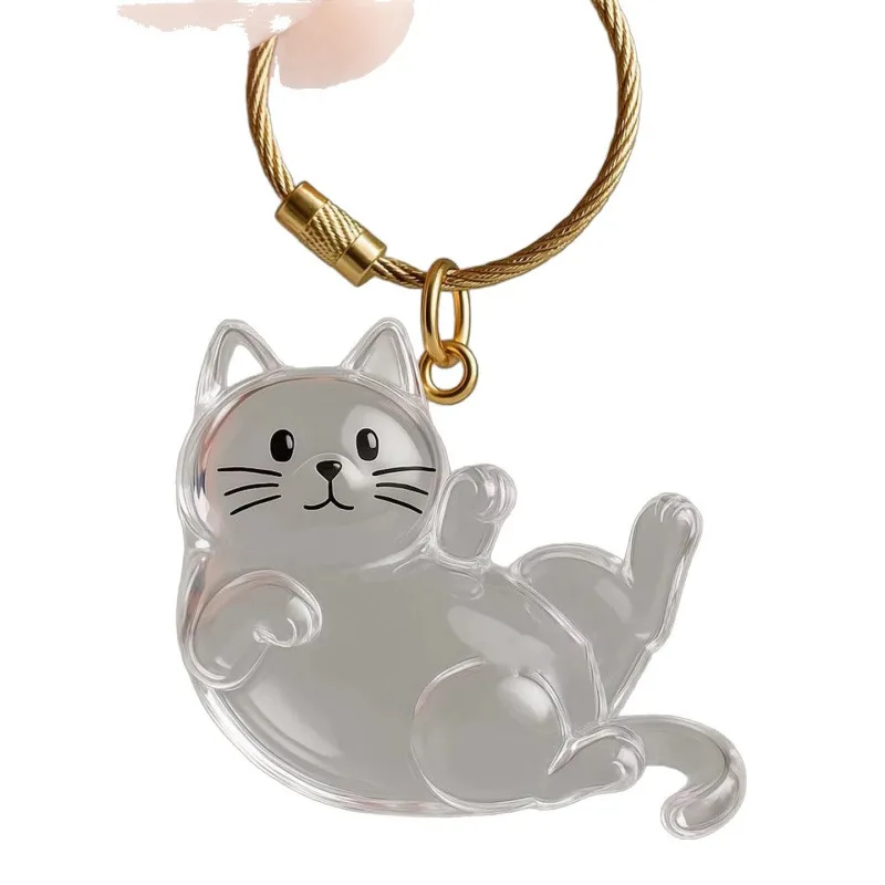 جديد الحيوانات الأليفة الفراء صندوق تخزين المحمولة القط على شكل كيرينغ القطط لوازم القط الشعر تذكار المفاتيح قلادة للزينة هدية #6