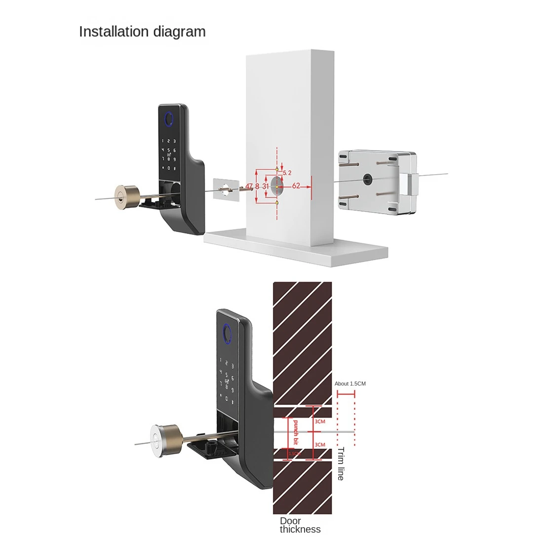 SQPP-Waterproof Tuya Wifi Smart Door Lock Password digitale Doppio impronta digitale Serratura elettronica per porta esterna in ferro